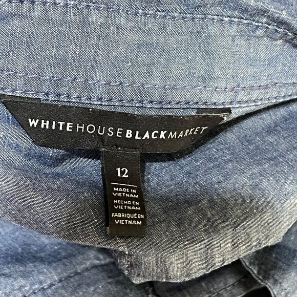 WHBM Popover Top Chambray Blue Size 12 Tunic top Long Sleeve Cotton - Picture 4 of 8